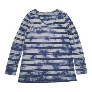 RETRO-Ology Striped Long Sleeve T-Shirt Size Medium Womens Navy Blue White M